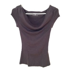 Express dark gray short sleeve cowl neck top - HP